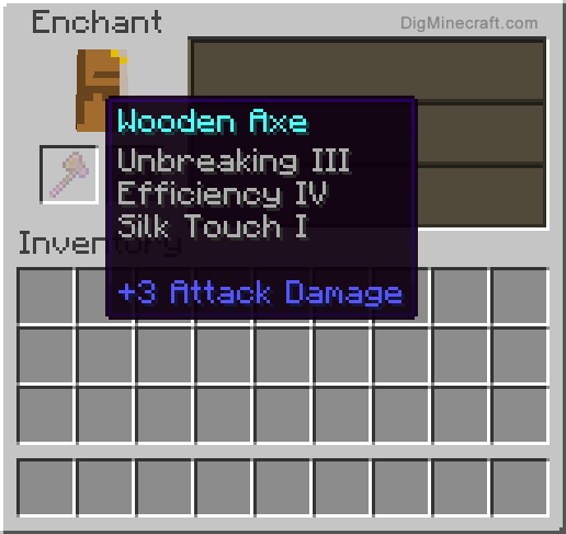 Completed enchanted wooden axe