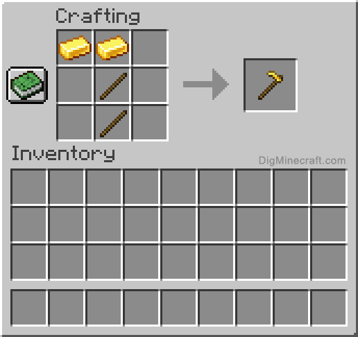 Crafting recipe for golden hoe