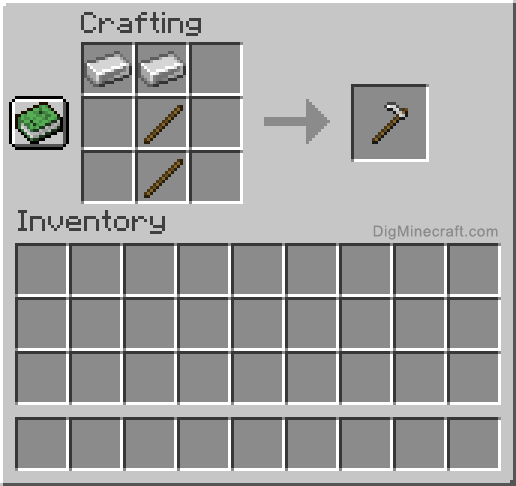 Crafting recipe for iron hoe