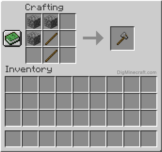 Crafting recipe for stone axe