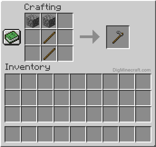 Crafting recipe for stone hoe