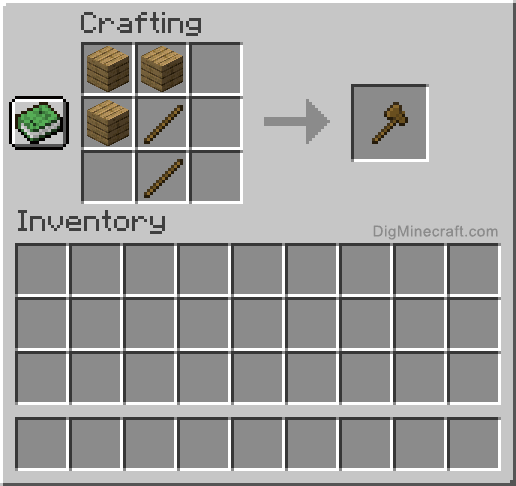Crafting recipe for wooden axe