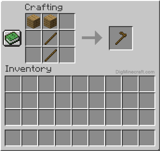 Crafting recipe for wooden hoe