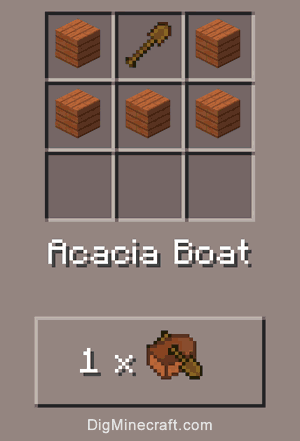 Crafting recipe for acacia boat in minecraft pe