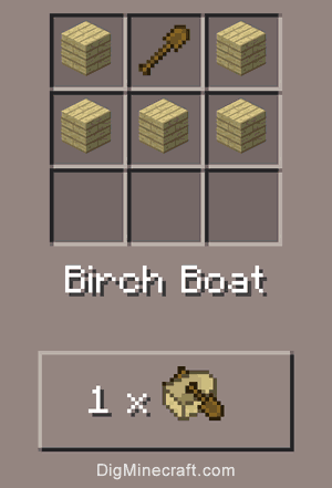 Crafting recipe for birch boat in minecraft pe