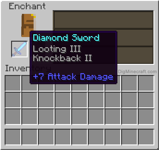 Completed enchanted diamond sword