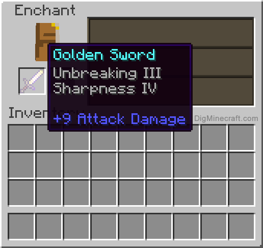 Completed enchanted golden sword