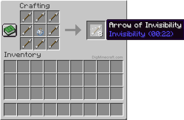 Crafting recipe for arrow of invisibility