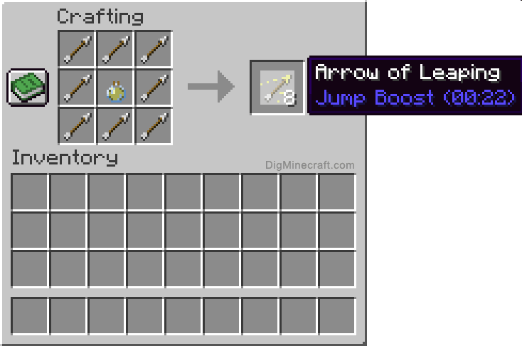 Crafting recipe for arrow of leaping
