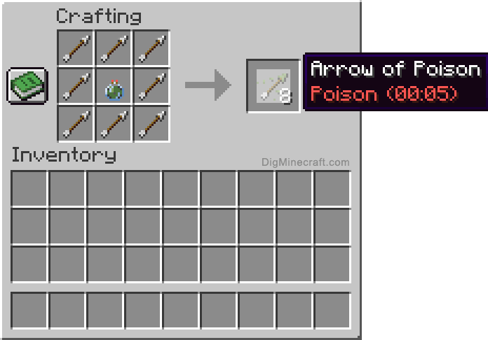 Crafting recipe for arrow of poison