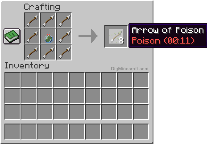 Crafting recipe for arrow of poison