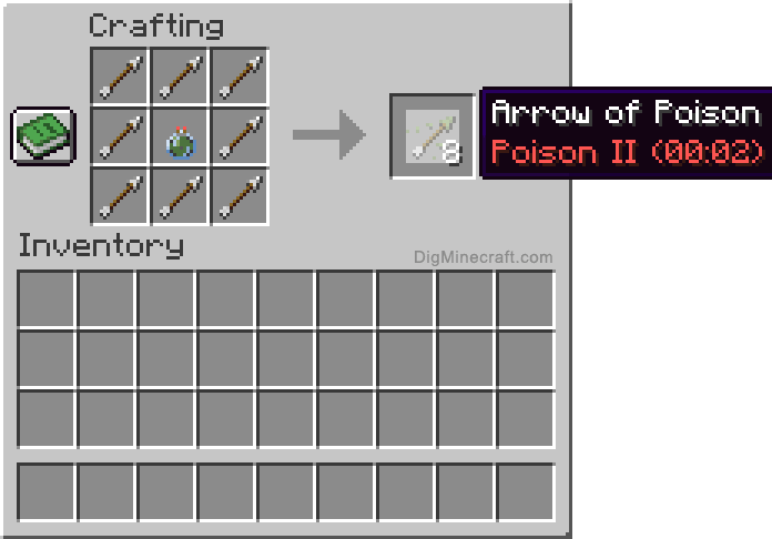 Crafting recipe for arrow of poison extended