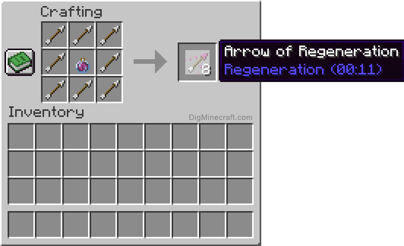Crafting recipe for arrow of regeneration