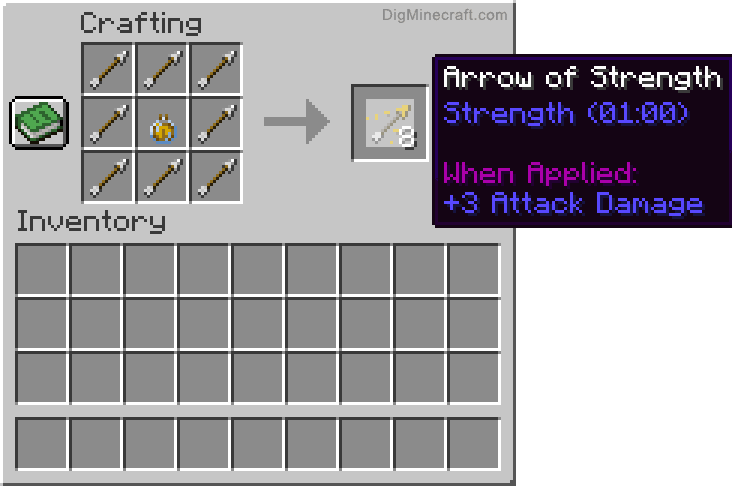 Crafting recipe for arrow of strength extended