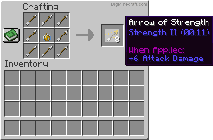 Crafting recipe for arrow of strength extended