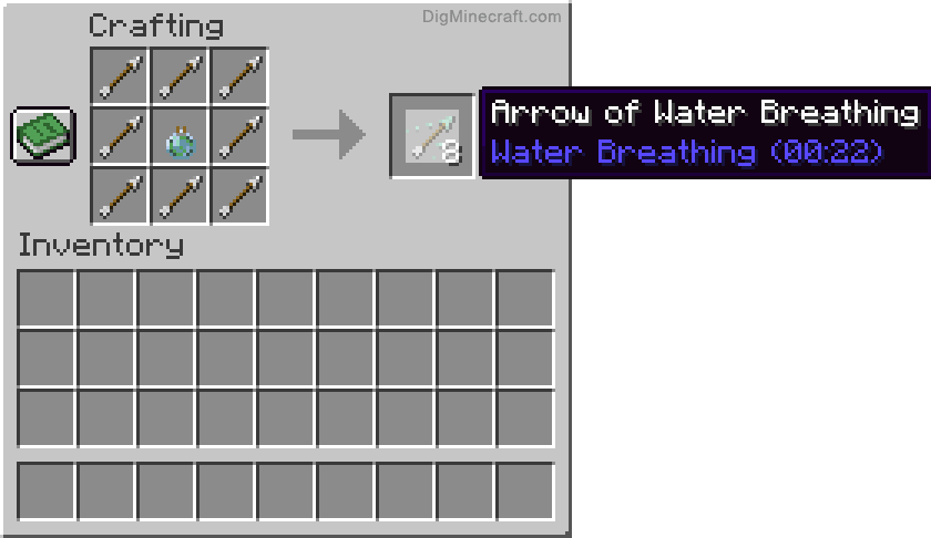 Crafting recipe for arrow of water breathing
