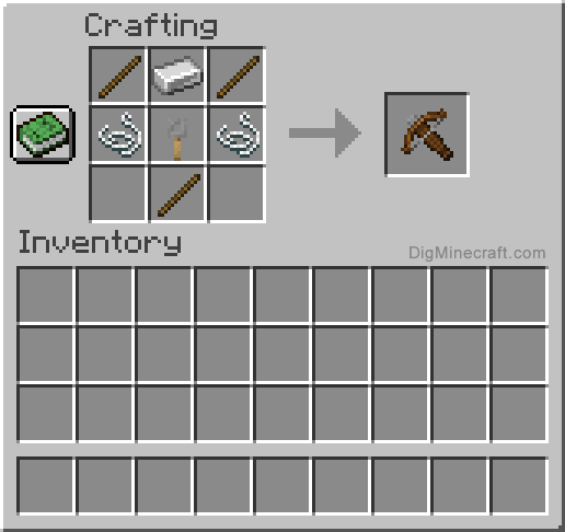 Crafting recipe for crossbow