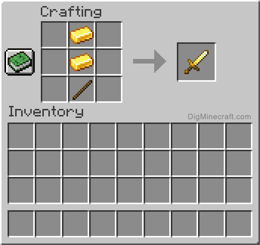 Crafting recipe for golden sword