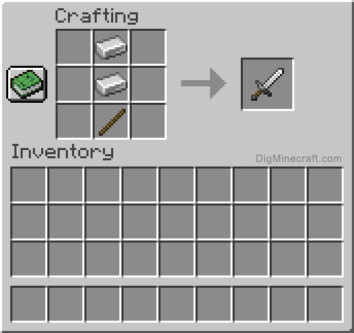 Crafting recipe for iron sword