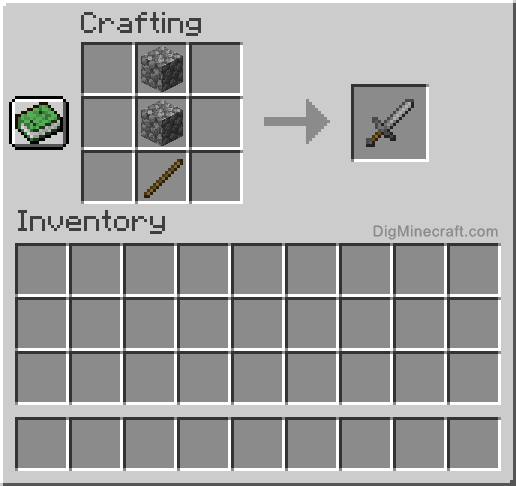 Crafting recipe for stone sword