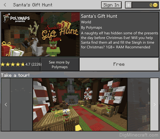 santa's gift hunt world in minecraft store